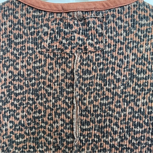 We The Free Everest Waffle Knit Henley Top in Brown Leopard Print, Size S - Picture 9 of 9